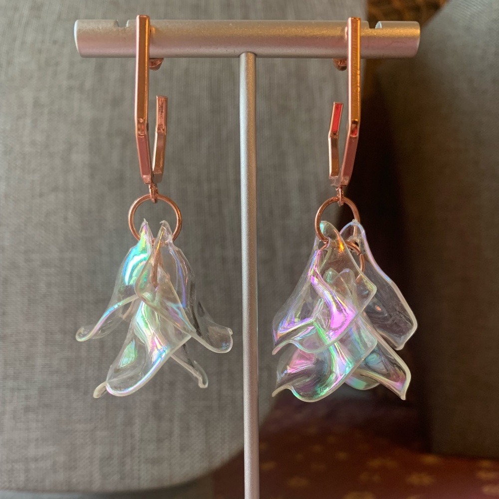 Acrylic colorful and translucent flower earrings